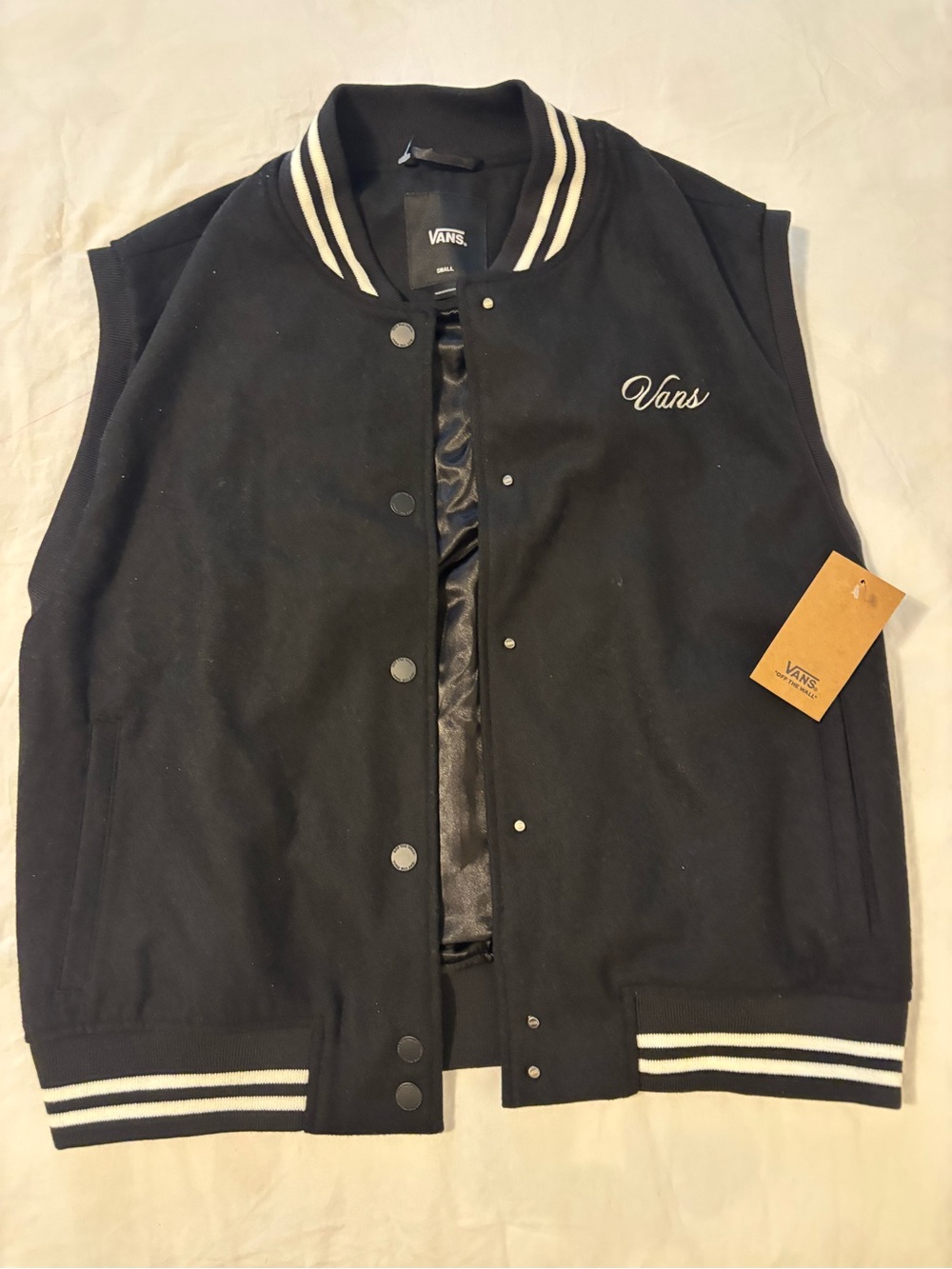 Vans Black and White Script Varsity Vest